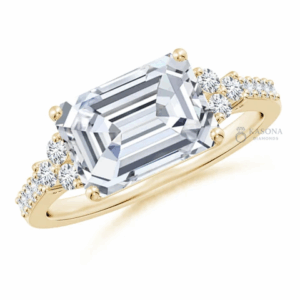 Emerald Side Stone Engagement Ring_