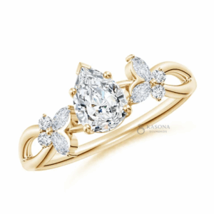 Pear Butterfly Engagement Ring