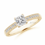 Princess Diamond Solitaire Round Sequence Ring